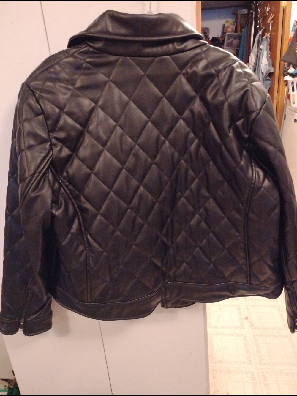 Quilted Black Faux Leather Jacket - Picture 2 of 2